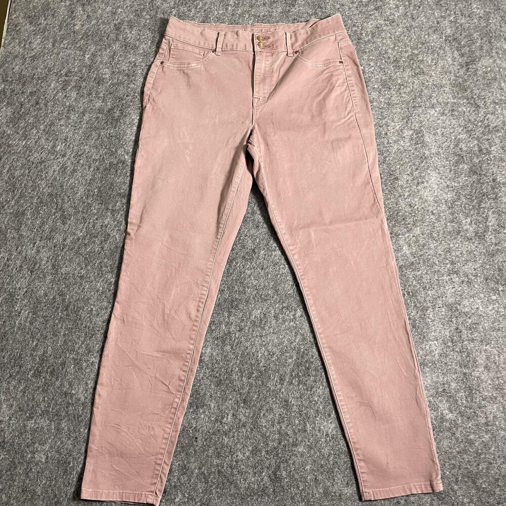 Maurices Jeans Womens Large Pink High Rise Stretch Skinny Pants Twill Casual